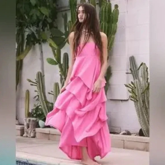 hot pink formal.dress Elegant Hot Pink Mermaid V Neck Long Prom Dress, Backless Sleeveless Formal  Dresses  trendtydresses